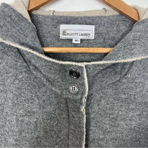 Elliott Lauren Zip Hoodie Gray Fishtail Coat Wool Blend Made in USA Size 10 - Picture 4 of 13